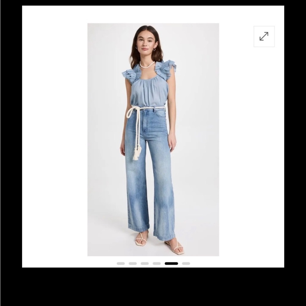 THE GREAT. Blue Flare Jeans with Rope Belt